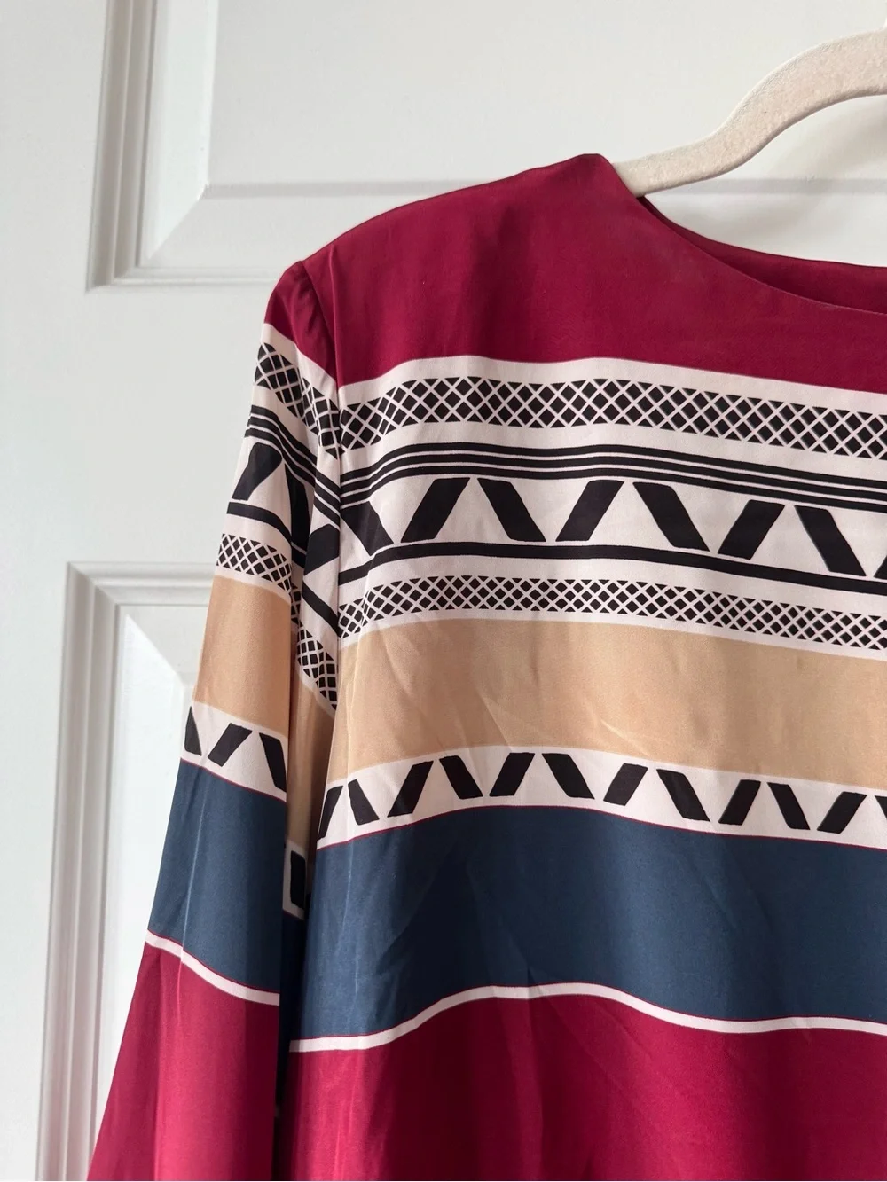 Vintage Liz Claiborne Blouse Women’s 14 Geometric Colorblock Long Sleeve